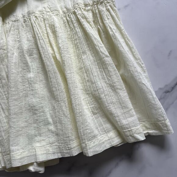 American Eagle Tiered maxi Dress tie back yellow Sz L Boho chic Milkmaid Prairie - Picture 9 of 10